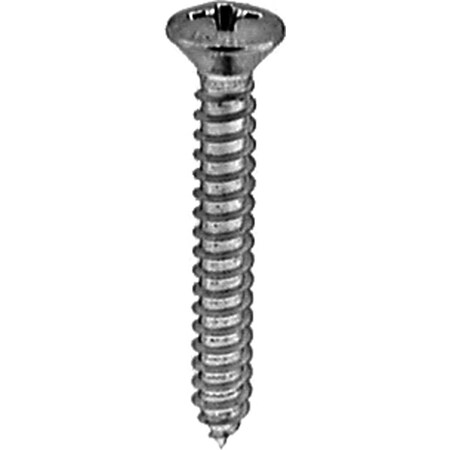 Auveco #8 X 1-1/4 PHILLIPS OVAL HEAD TAP SCREW CHROME, 100PK 2716